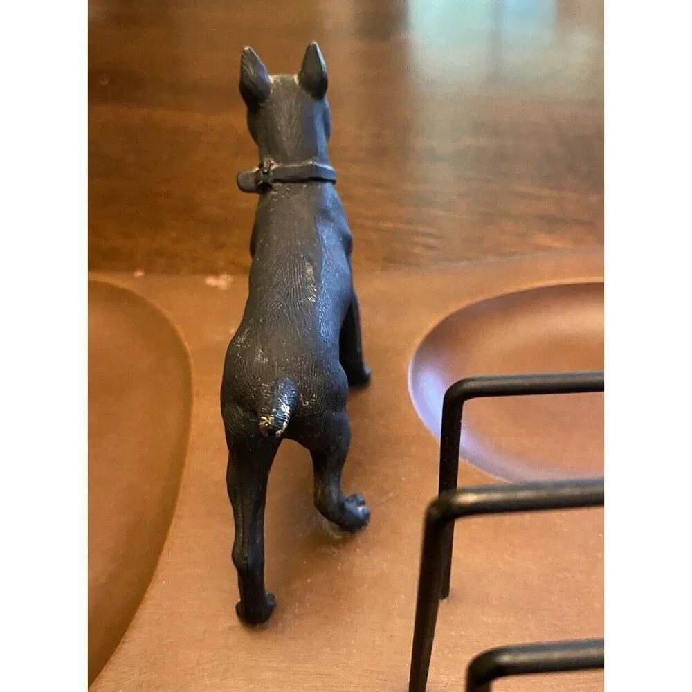MEN'S WOOD VALET DRESSER TOP ORGANIZER W/ DOG STATUE MADE IN JAPAN